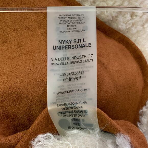 OOF WEAR Size L Tan Beige Faux Suede Shearling Reversible Belted Coat - Picture 8 of 8